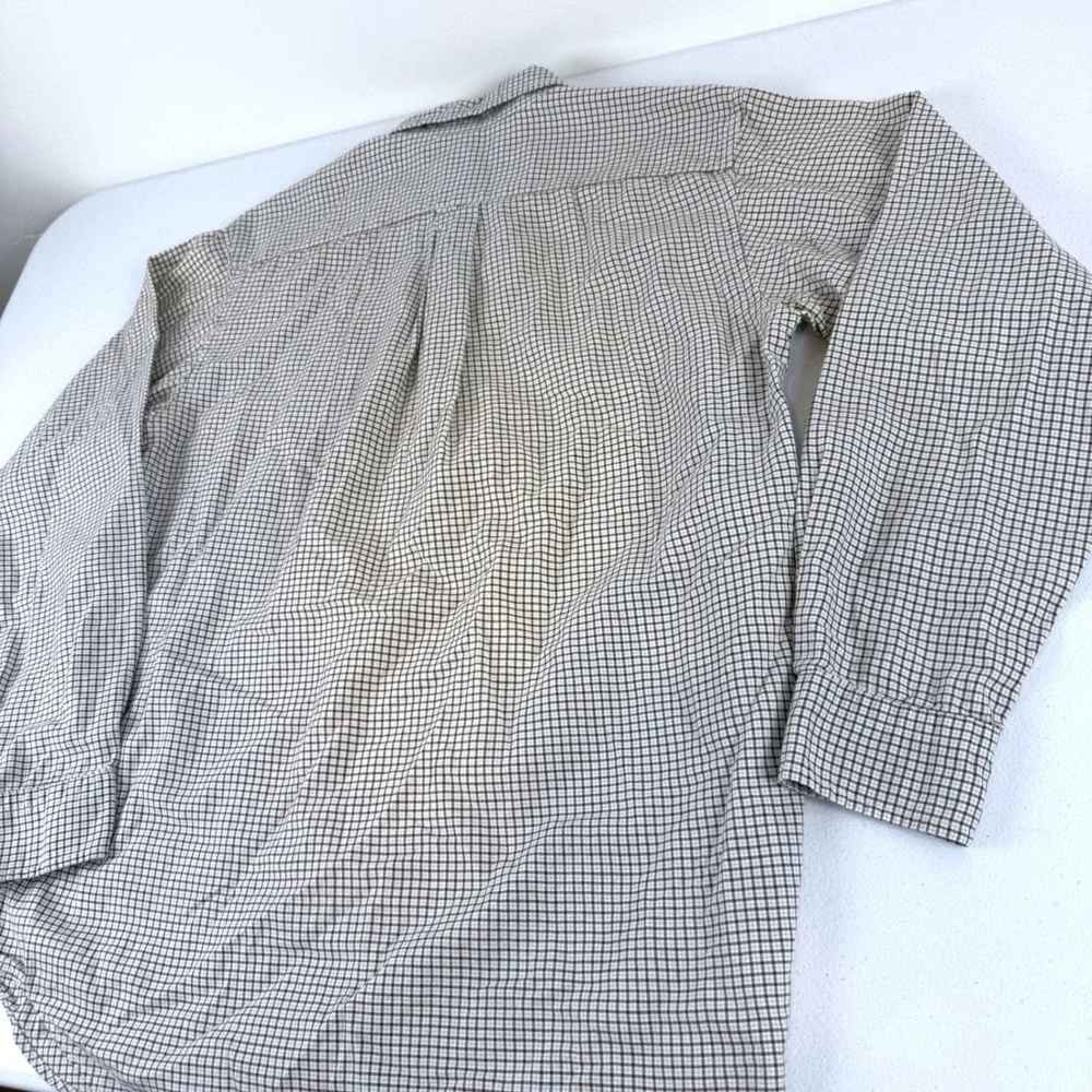 Ralph Lauren Boys XL 18-20 Brown White Check Button Down Shirt Long Sleeve